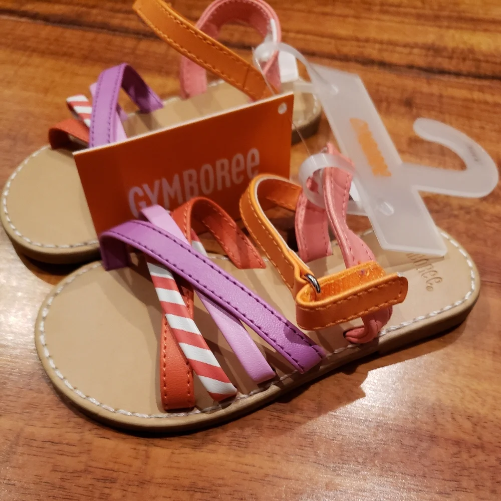Gymboree NWT baby girl size 6 orange and purple strappy sandals - Picture 2 of 4